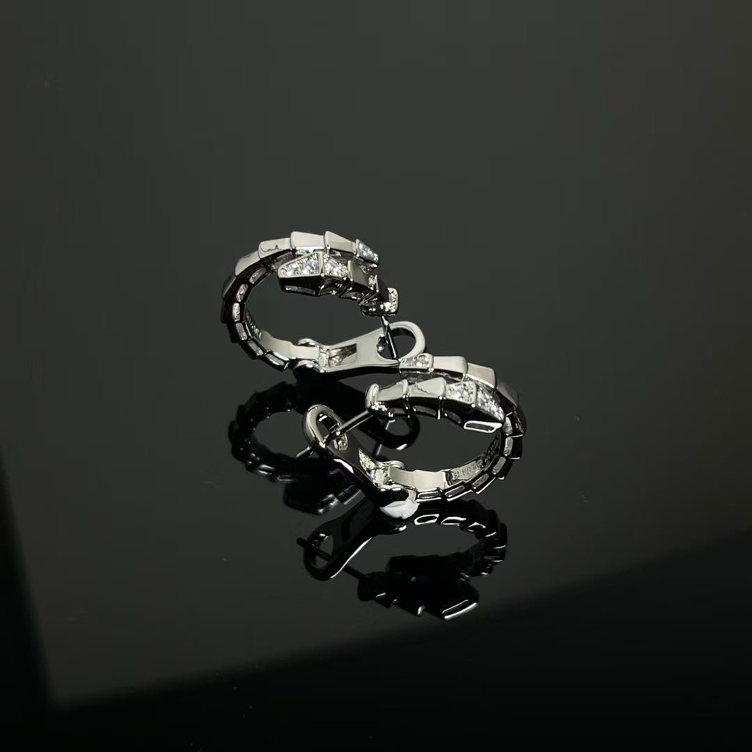 BVL Serpenti Viper Hoop Earrings With Pavé Diamonds