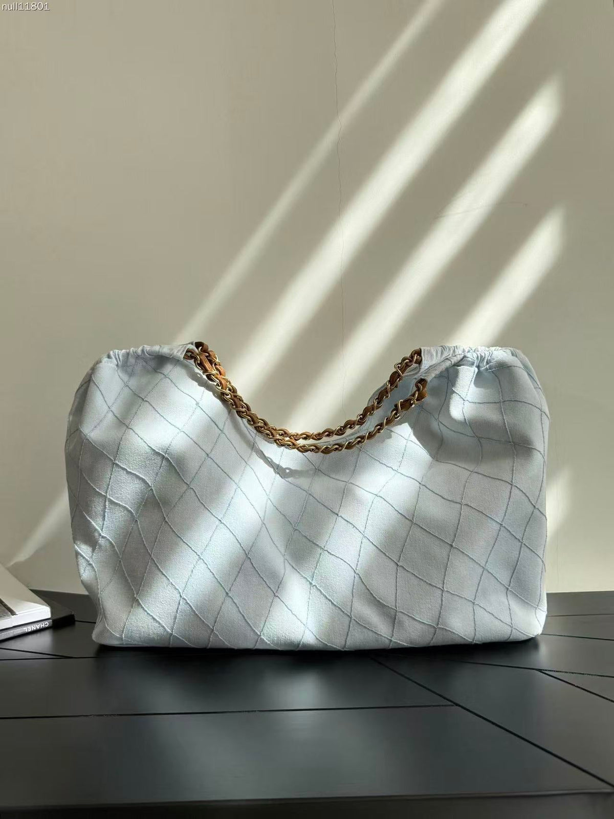 Chanel 2026 Bag 43cm Light Blue mix Brown Denim Leather