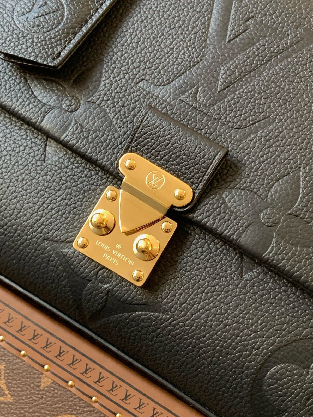LV 2026 Madeleine Bag 30cm Black Gold Monogram Empreinte Embossed Leather