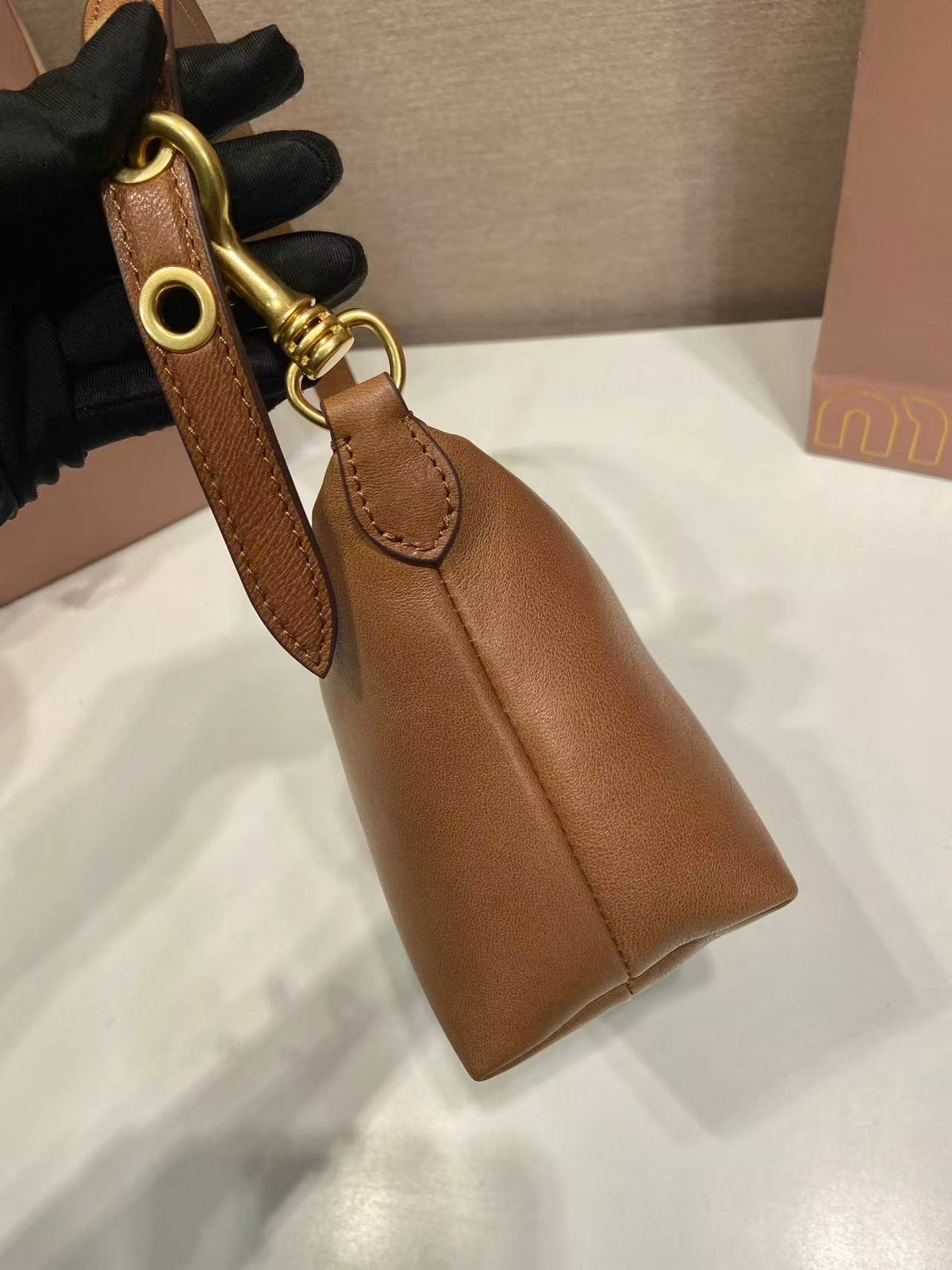 Miumiu 2026 Shoulder Bag 18.5cm Brown Nappa Leather