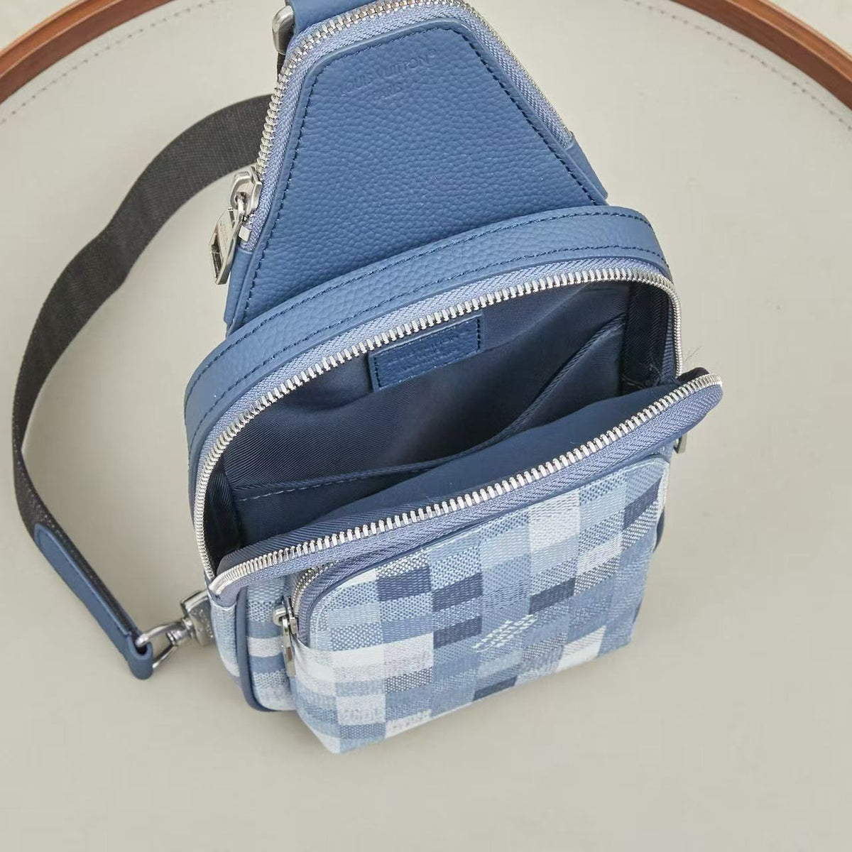 Louis Vuitton 2026 Avenue Crossbody Bag 30cm Indigo Blue Canvas Cowhide