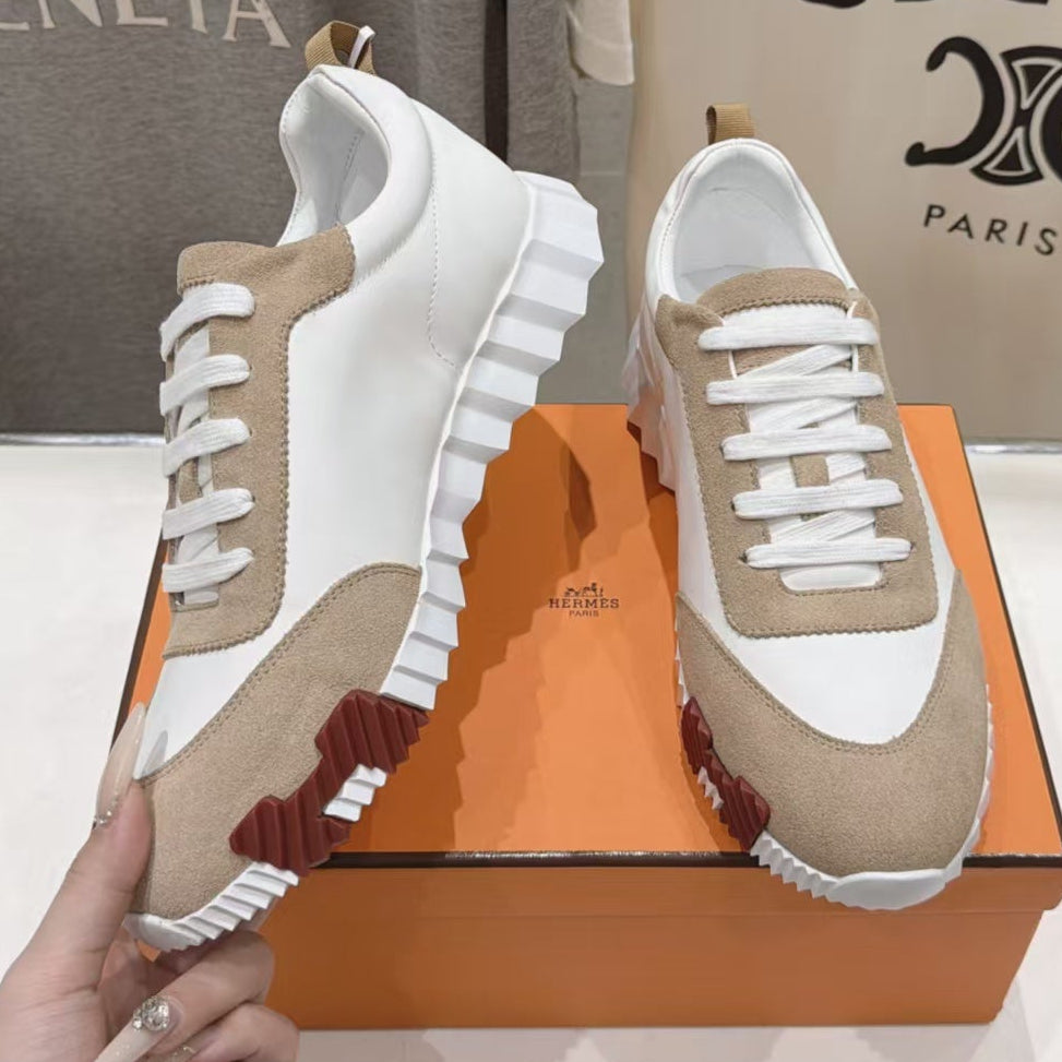 Hermes 2026 Bouncing Sneaker Beige Mix White Suede Leather