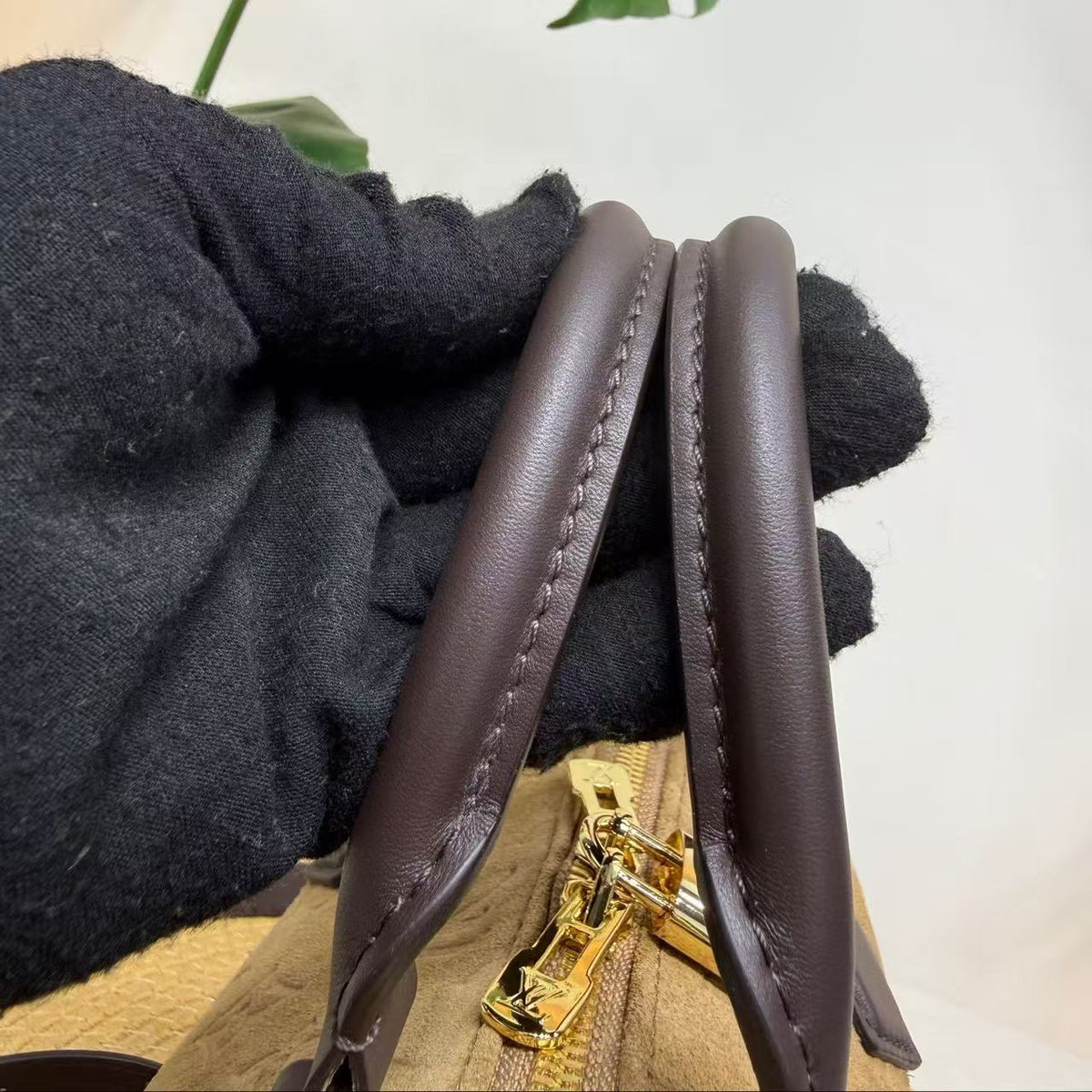 LV 2026 Speedy Bandouliere 25 Bag Beige Suede Leather