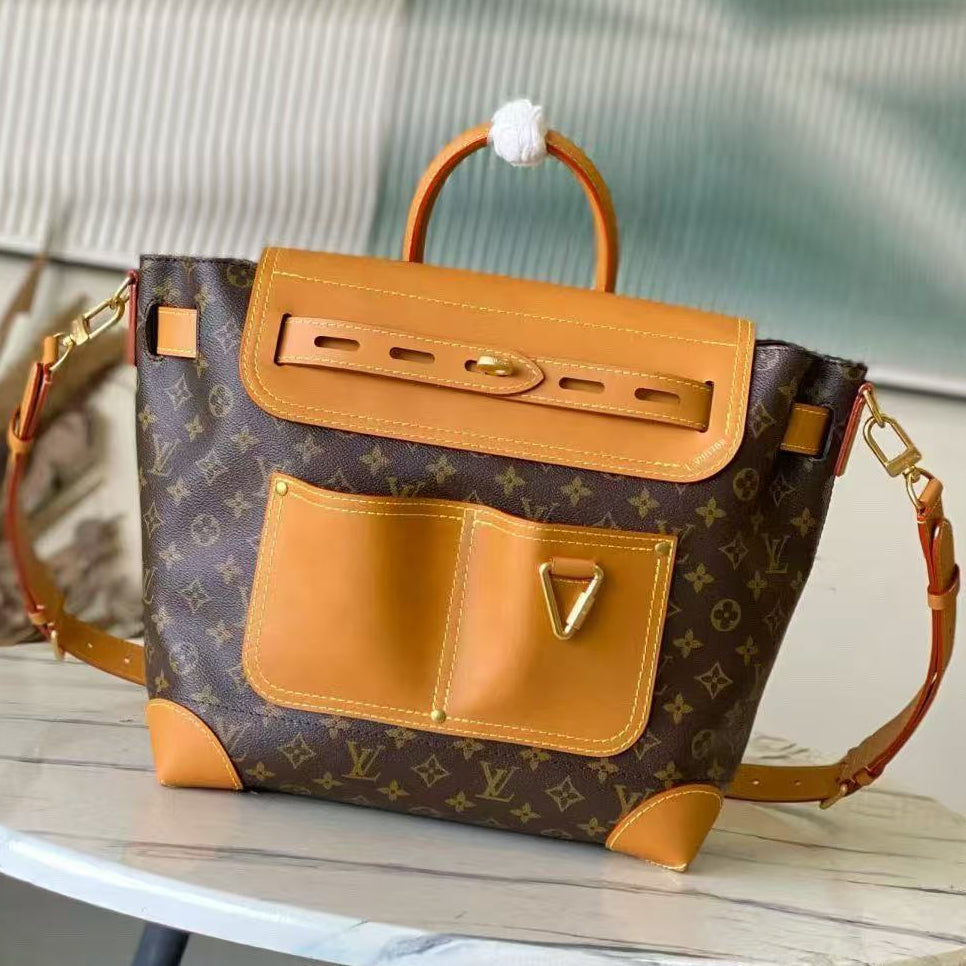 LV 2026 30-Pack Steamer Bag 33cm Brown Canvas Cowhide