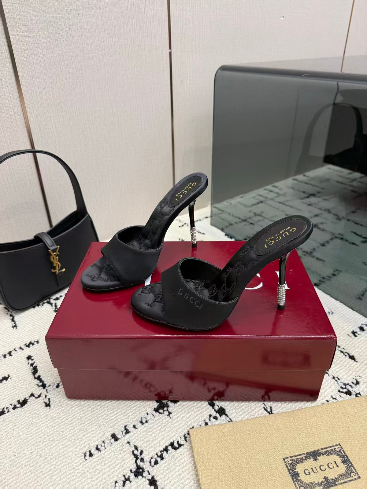 Gucci 2026 Logo-embossed Sandal 100mm Satin Leather
