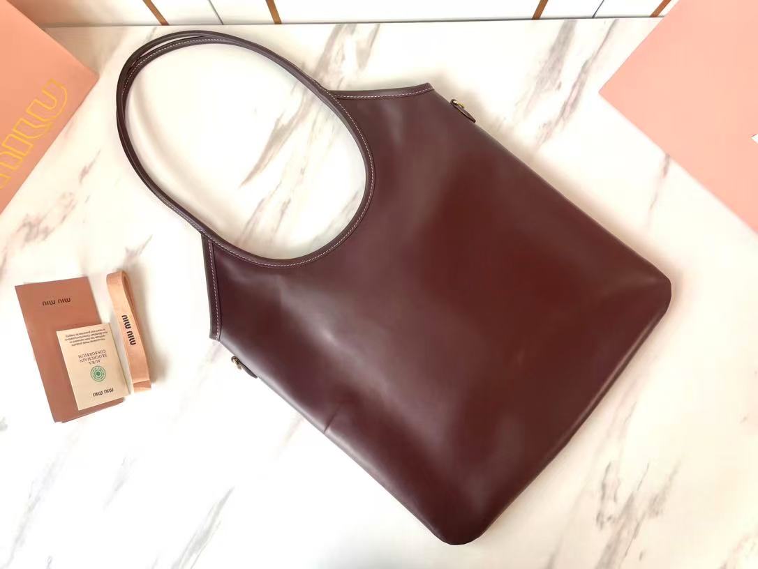 Miumiu 2026 Ivy 40 Tote Bag Dark Brown Leather