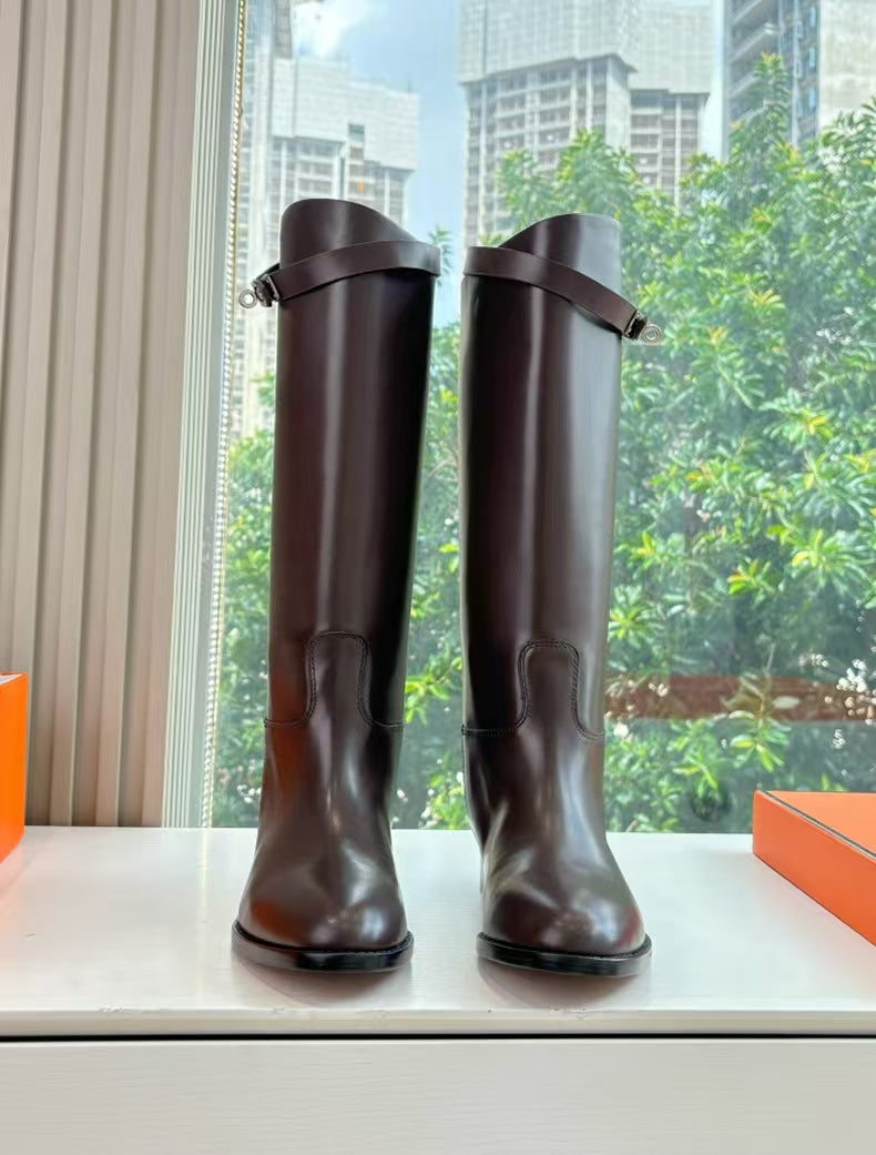 Hermes 2026 Jumping Boots Dark Brown Leather