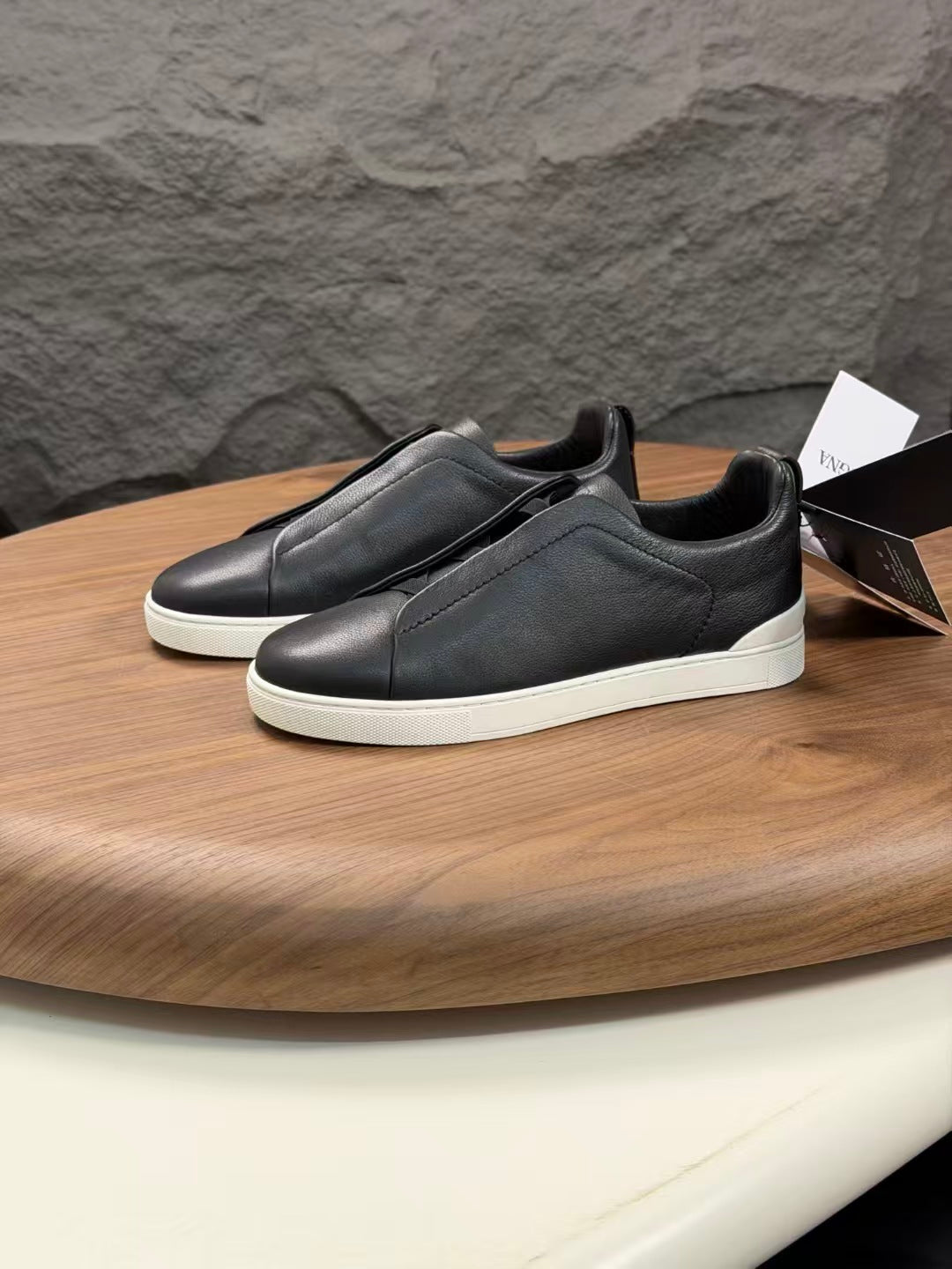 Zegna 2026 Triple Stitch Sneaker Black White Sheepskin