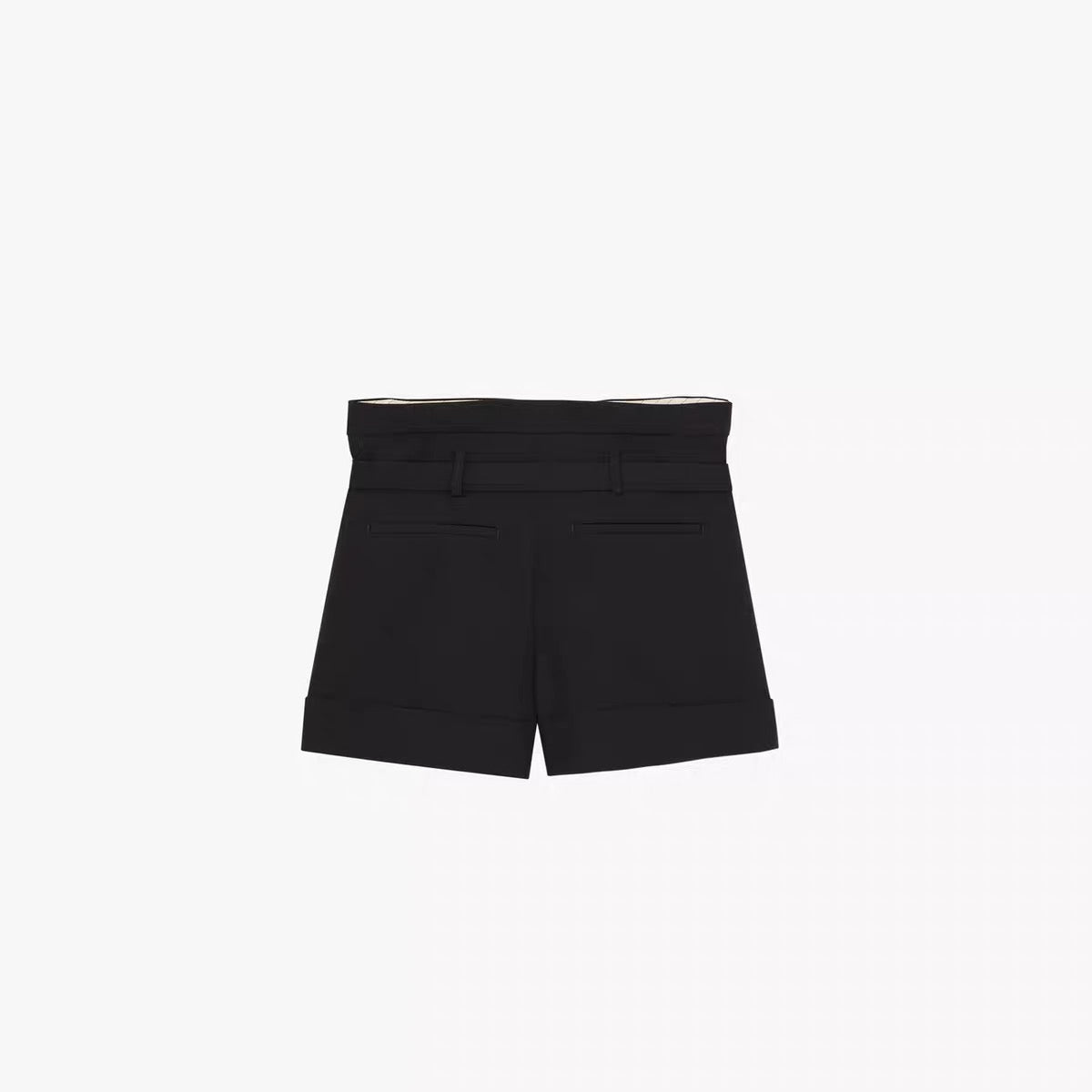 Saint Laurent 2026 Belted Mohair Shorts Black Fabric