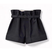 Saint Laurent 2026 Belted Mohair Shorts Black Fabric
