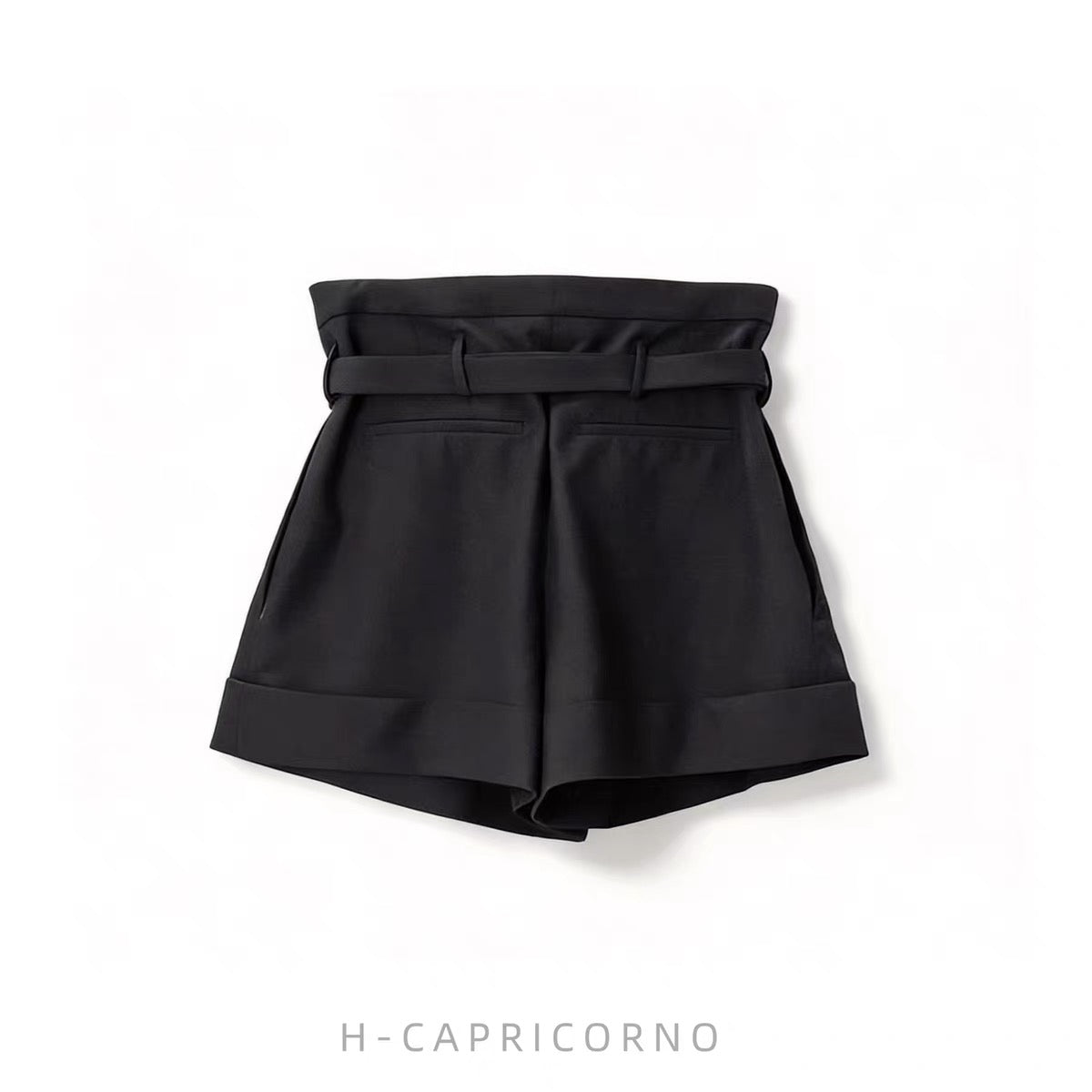 Saint Laurent 2026 Belted Mohair Shorts Black Fabric