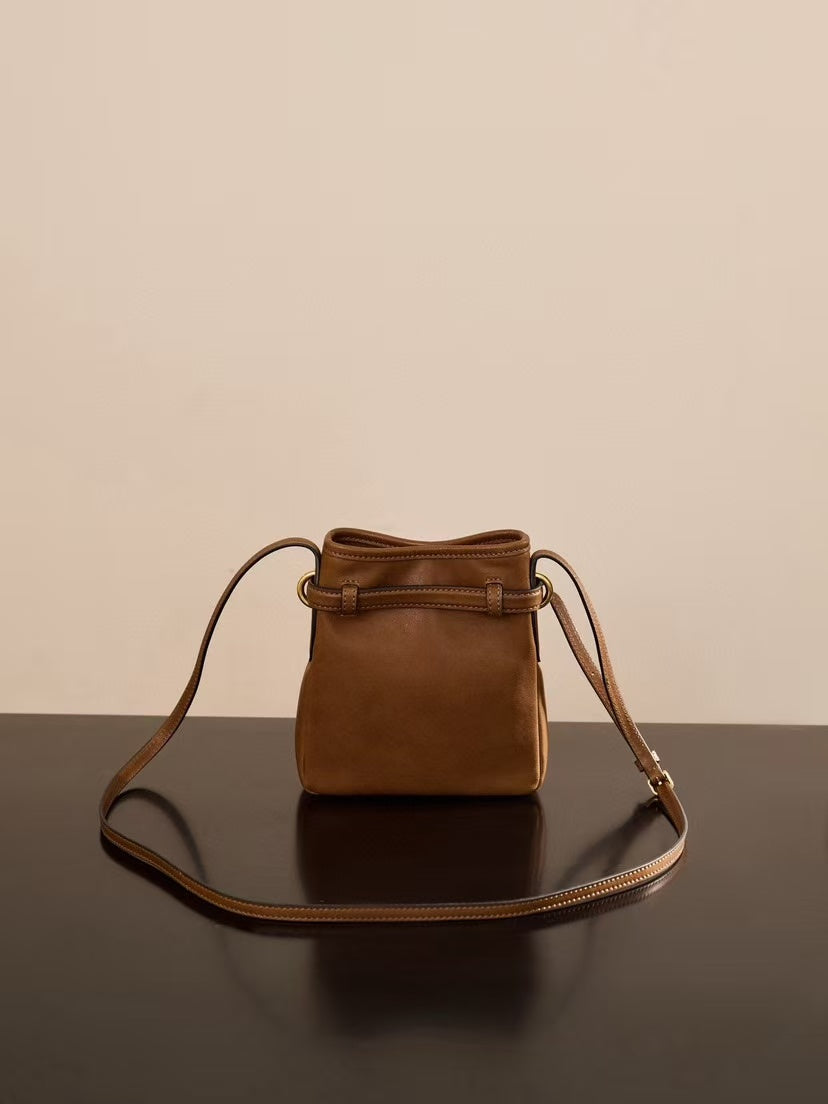 MiuMiu 2026 Pouch Bag 18cm Brown Nappa Leather