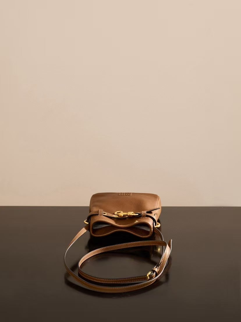 MiuMiu 2026 Pouch Bag 18cm Brown Nappa Leather