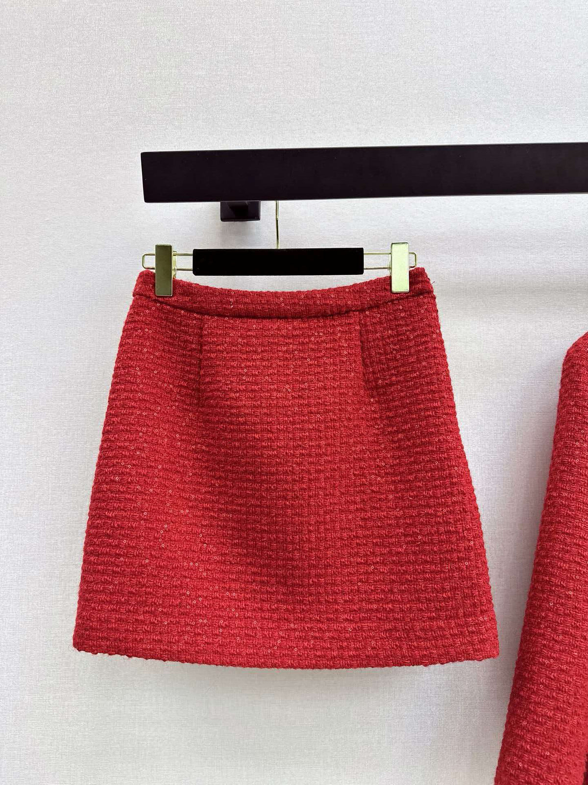 Chanel 2026 Short Jacket And Skirt Set Red Tweed