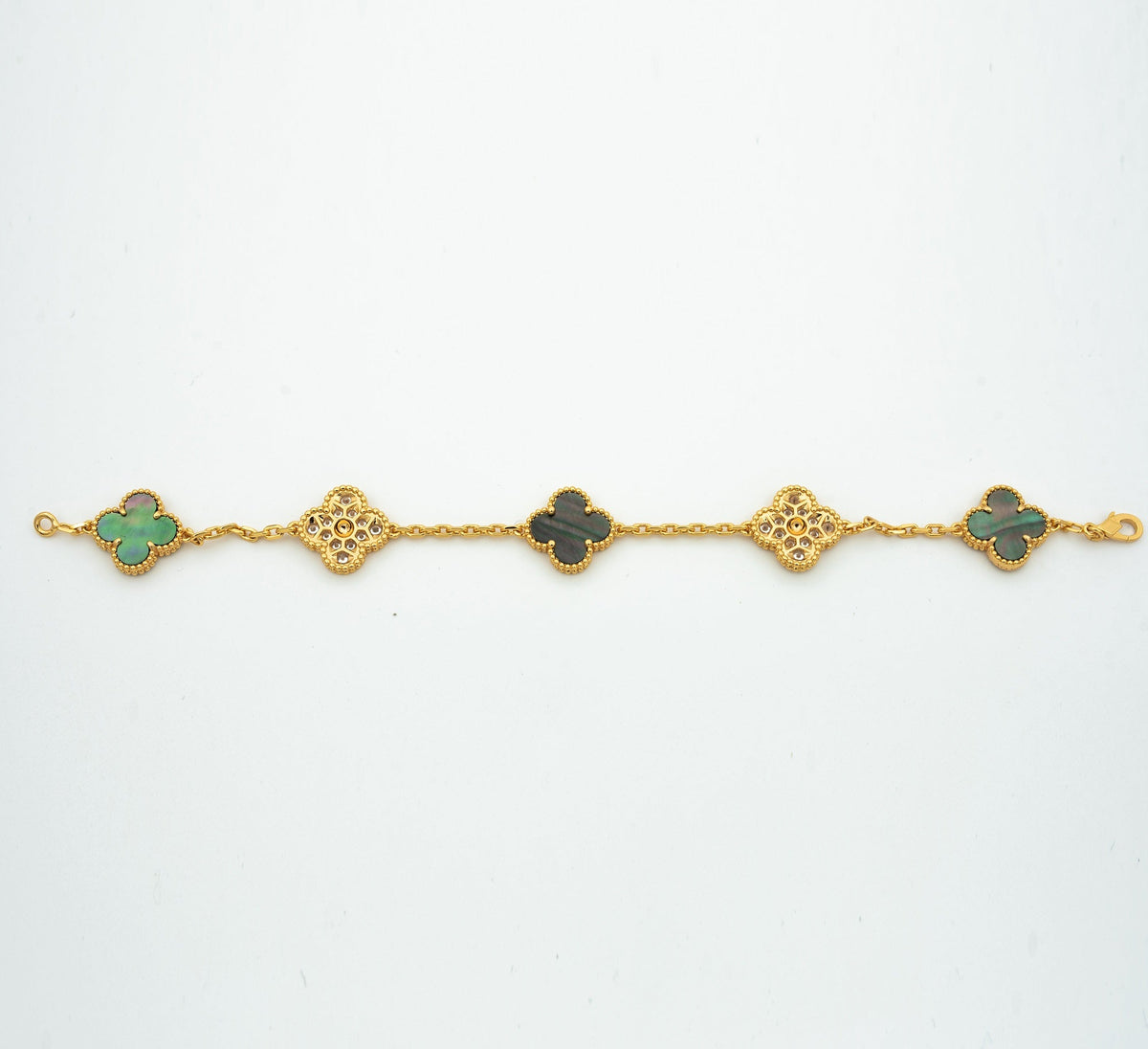CLOVER BRACELET 5 MOTIF MOP AND DIAMOND