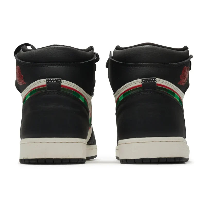 Nike Air Jordan 1 Retro Black White Green Logo Cowhide