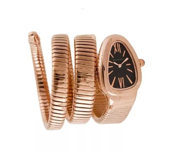 Serpenti Tubogas 35mm Pink Gold Double Spiral Black Dial