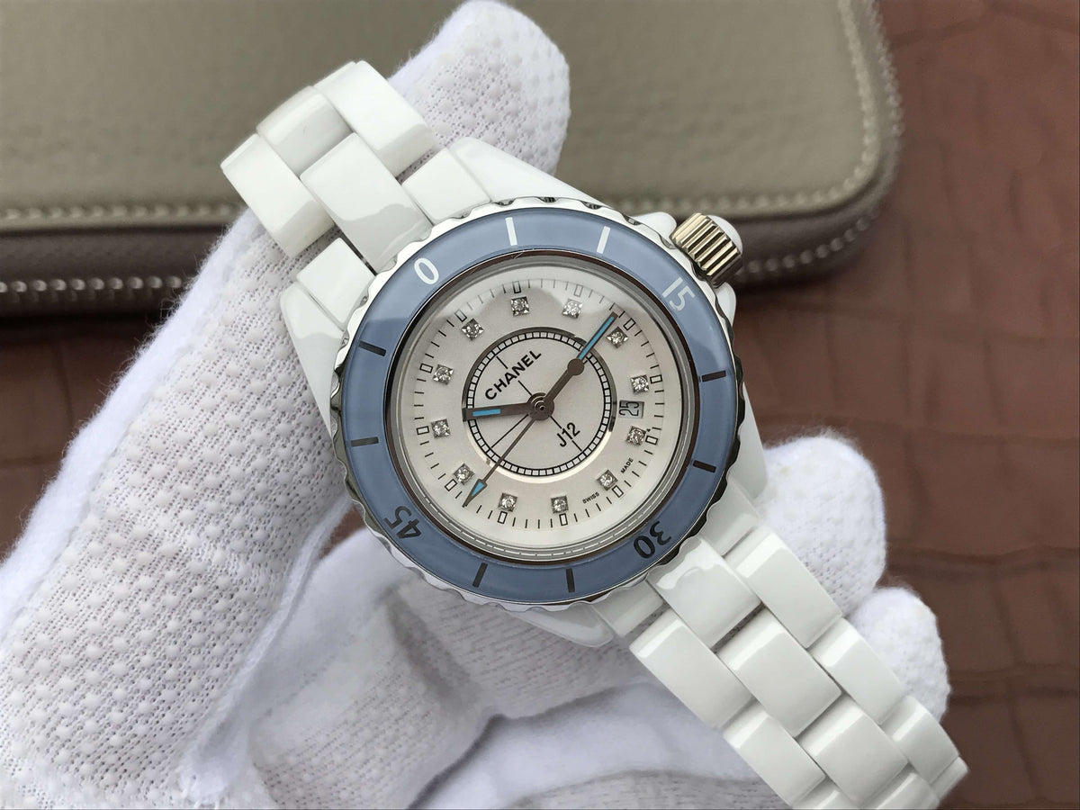 J12 BLUE BEZEL DIAMOND NUMERALS 33MM