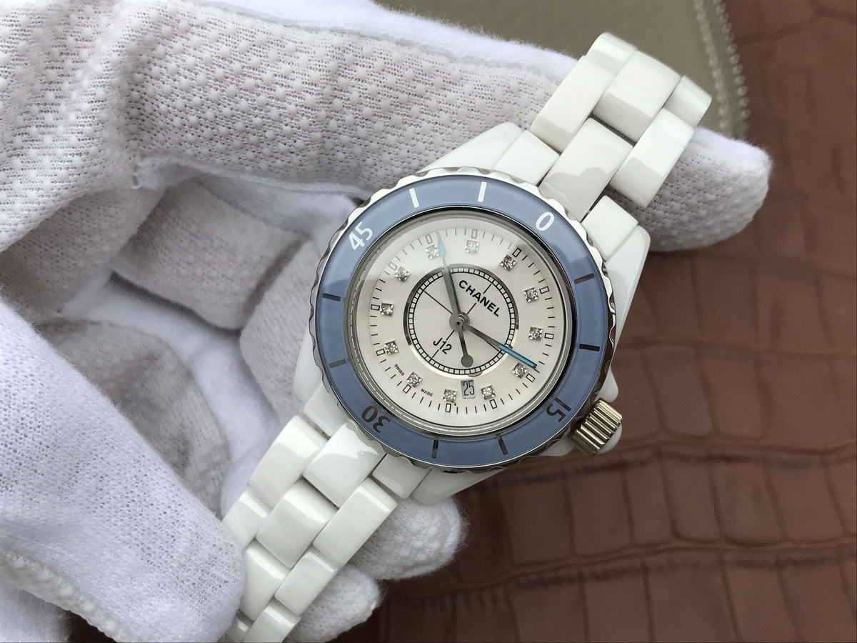 J12 BLUE BEZEL DIAMOND NUMERALS 33MM