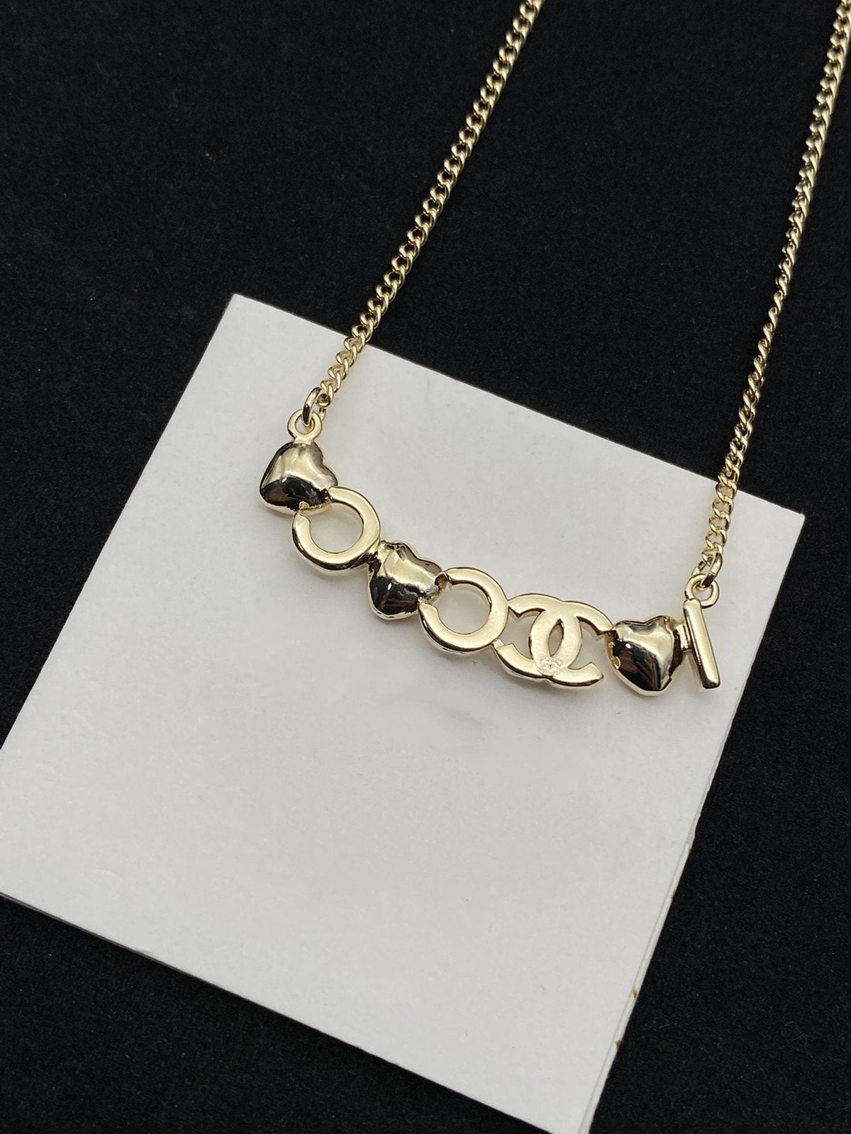 Chanel Pink Heart CC Logo Necklace