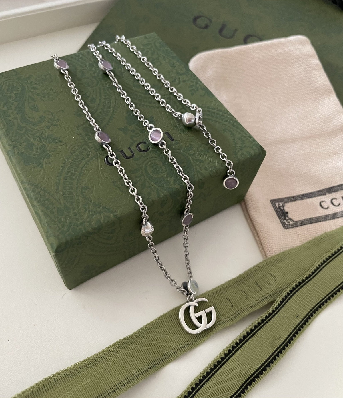 GG DOUBLE G MOTHER-OF-PEARL NECKLACE