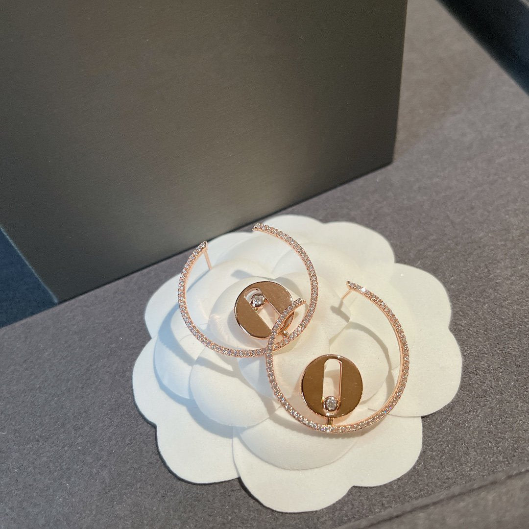 CREOLES LUCKY MOVE PM PINK GOLD DIAMOND EARRINGS