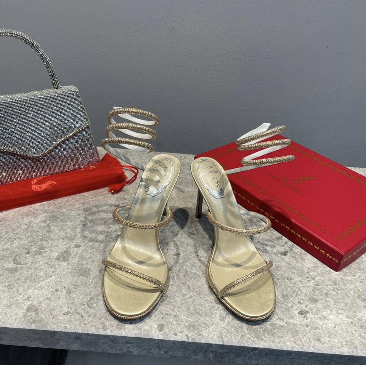 Rene Caovilla Cleo Sandal 105 Beige