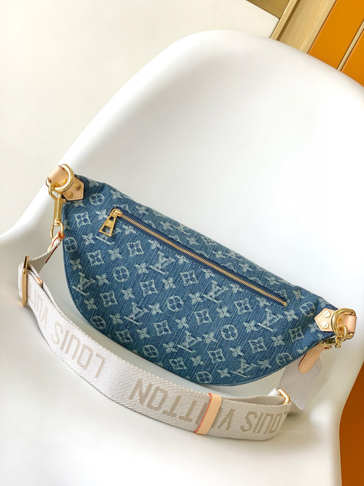 LV High-rise Bumbag Denim Blue Montage-coated Canvas