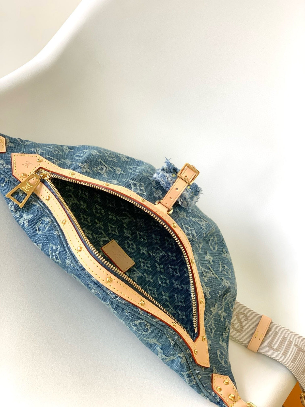 LV High-rise Bumbag Denim Blue Montage-coated Canvas