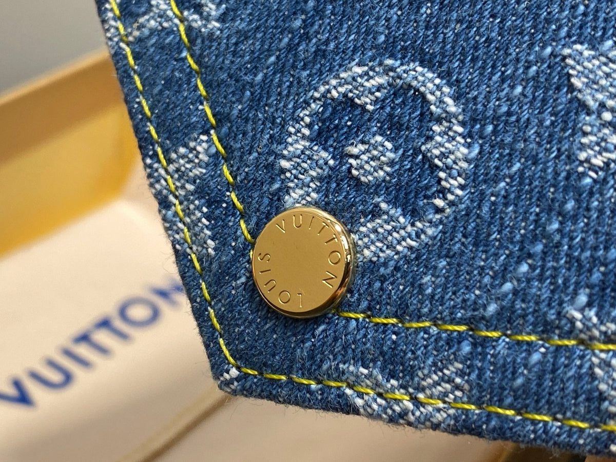 LV Victorine Monogram Wallet Denim Blue Cotton Cowhide