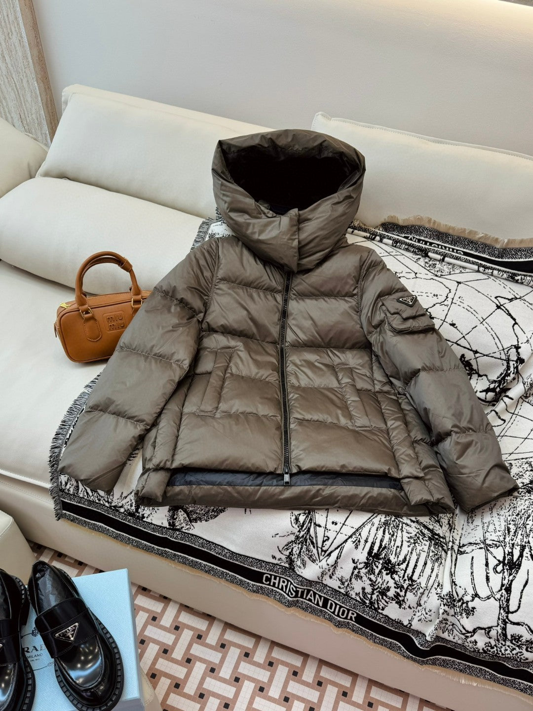Prada 25 Hooded Coat Polyester Down 312061
