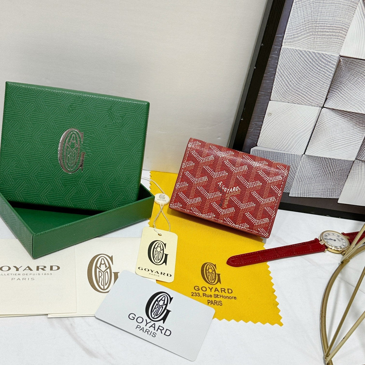 Goyard 2026 Malesherbes Card Holder 10.2cm Canvas Cowhide