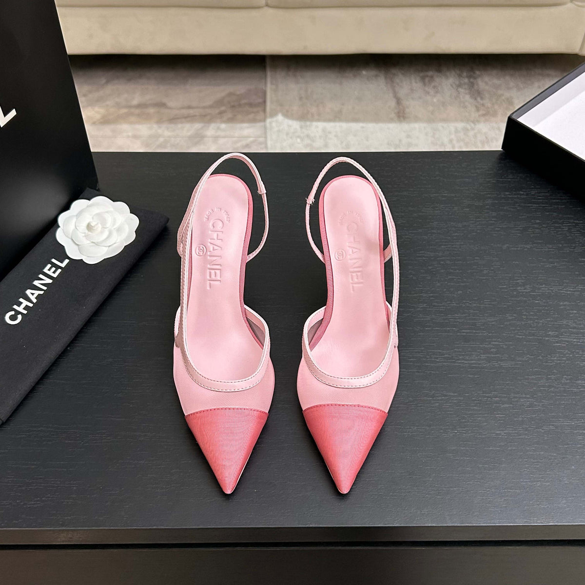 CC 2026 Slingback 70 Mesh Satin Leather