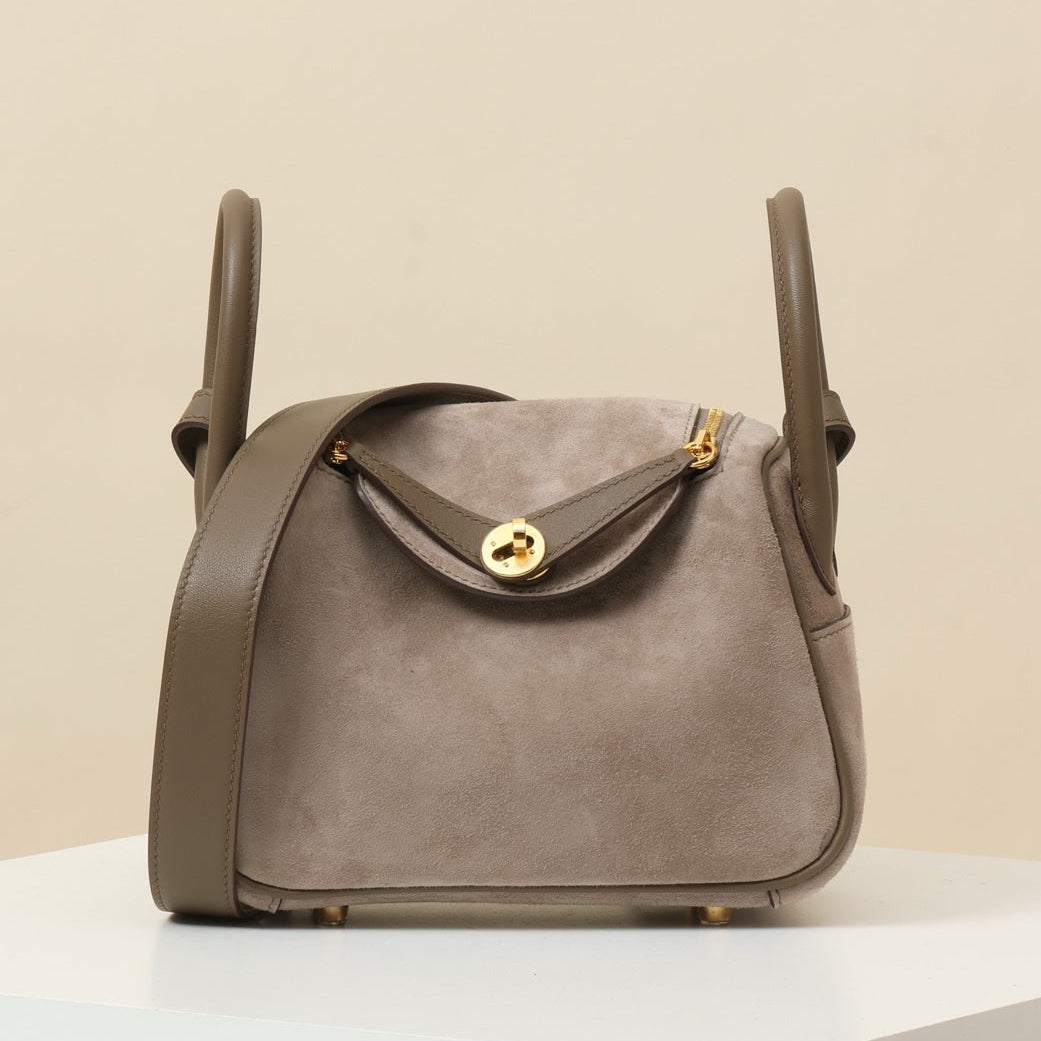 High-end Hermes 2026 Mini Lindy 19cm Swift Calfskin Suede