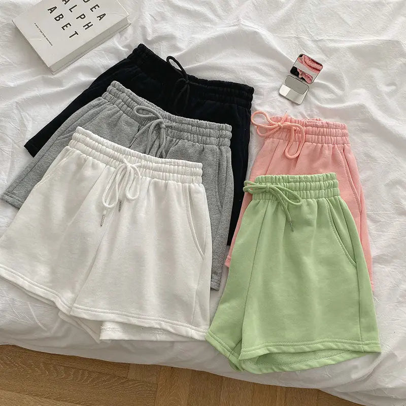 High Waist Loose Thin Versatile Wide Leg A-line Hot Pants hercurva