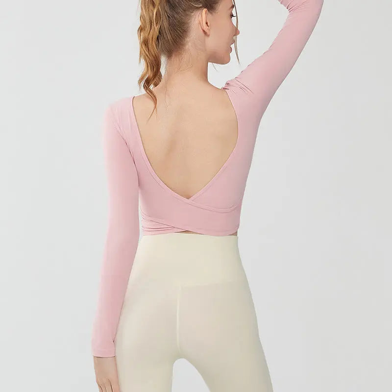 Beauty Back Long Sleeve T-shirt Running Training Workout Clothes hercurva