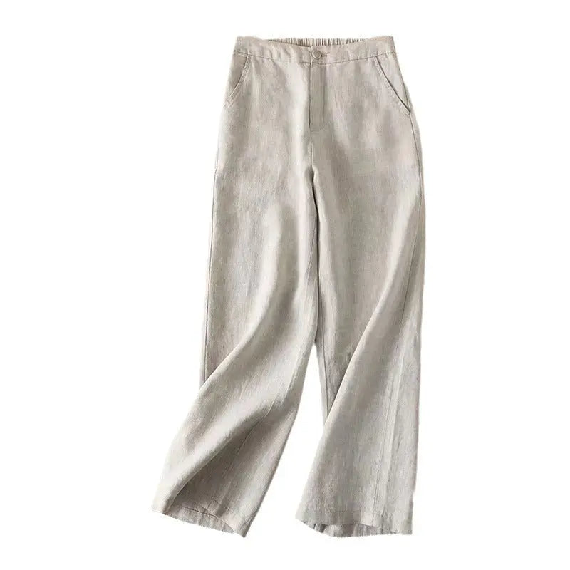 Women's Cotton And Linen Spring And Summer Thin Cropped Simple Casual Pants hercurva