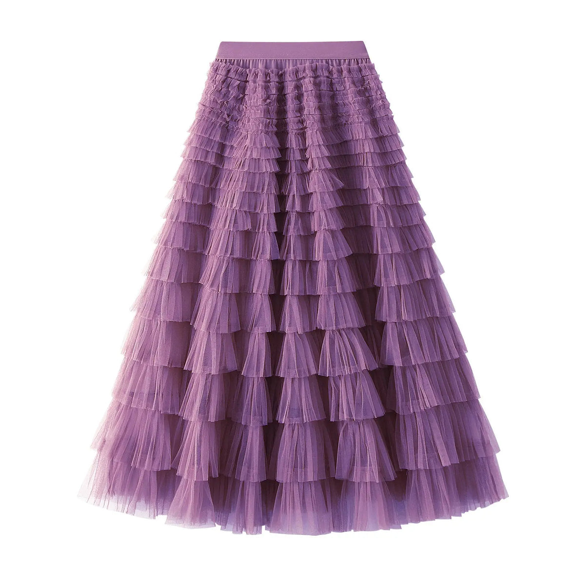 A-Line Mesh Ruffle Skirt Women's Temperament Sweet Long Skirt Slim Cupcake Dress Womens Clothing hercurva