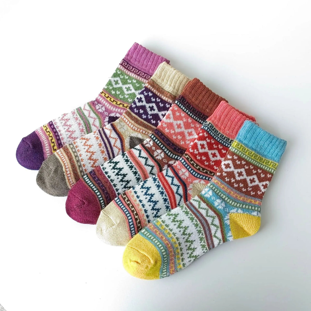 Winter Rhombus Wool Socks Thick Line Medium Tube hercurva