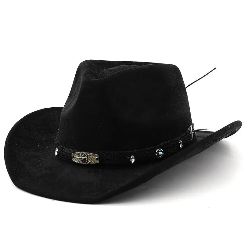 Ethnic Style Fashion Curling Men And Women Western Cowboy Hat hercurva