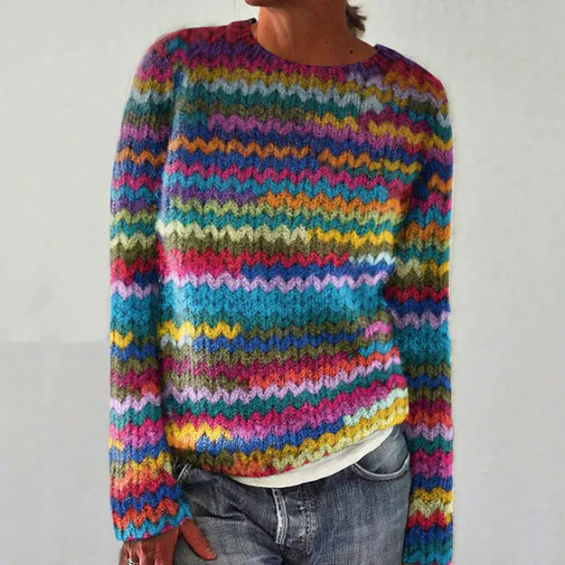 Women's Printed Wear Crew Neck Casual Sweater hercurva