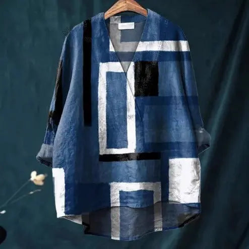 Fashion Digital Printing Large Wide V-neck Top hercurva