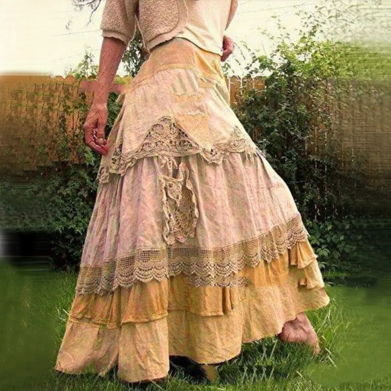 Women's Stitching Lace Large Swing Cake Skirt hercurva