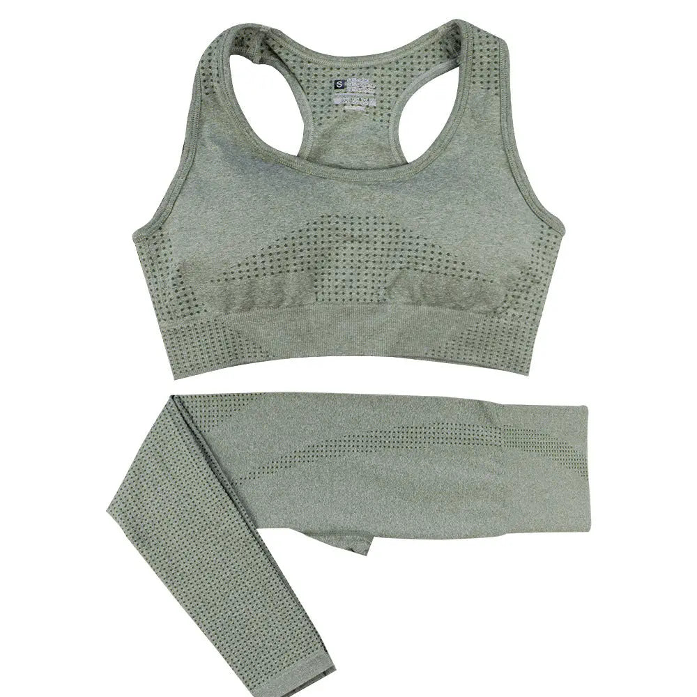 2PCS Seamless Yoga Set Women Tracksuit High Waist Leggings Workout Sportswear Gym Clothing Fitness Crop Top Sports Suits Gym Set hercurva