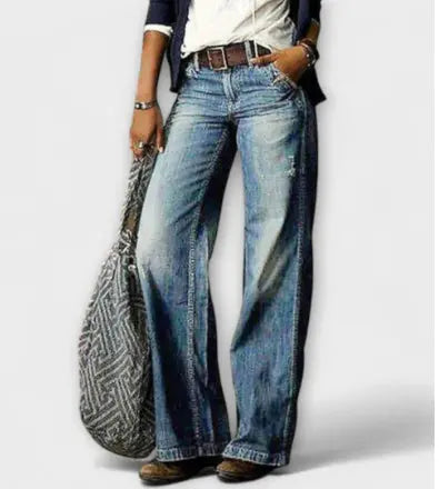 European And American Leisure Straight Wide-leg Pants Women's Clothes Hot-selling Jeans hercurva