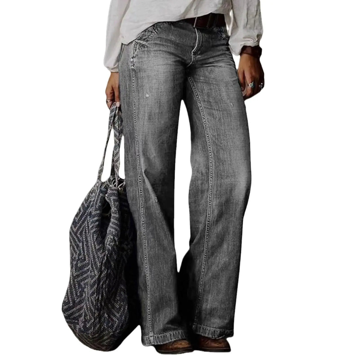 European And American Leisure Straight Wide-leg Pants Women's Clothes Hot-selling Jeans hercurva