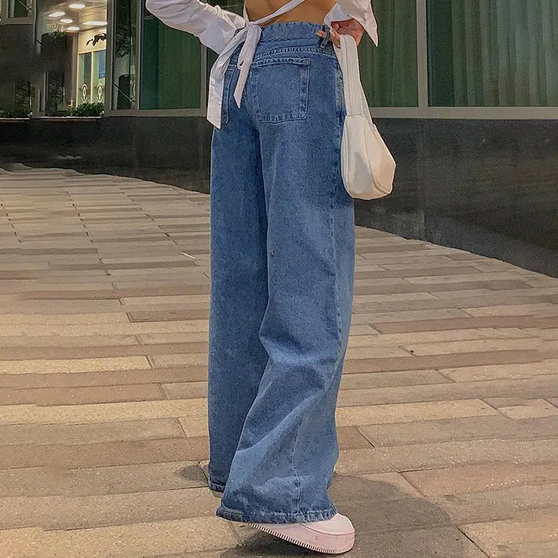 Low Waist Fashion Retro Straight Street Denim Trousers hercurva
