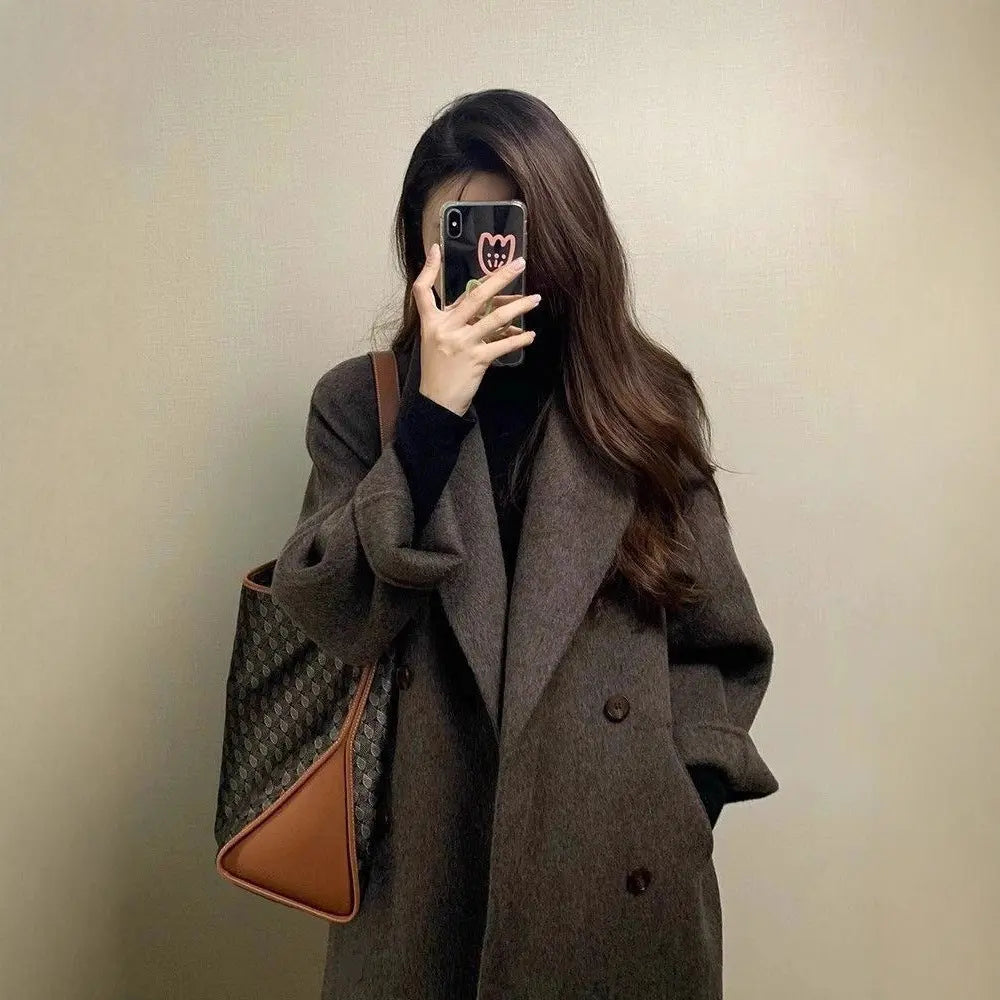 Women's Thickened Knee-length Mid-long Korean-style Wool Coat hercurva
