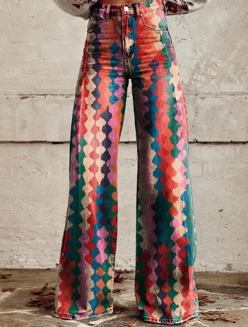 Thin Faux Denim Wide-leg Pants hercurva