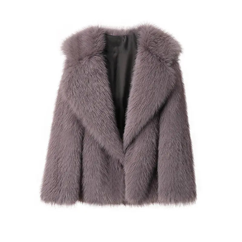 Lapel Leather Fur Coat Women's Artificial Wool Clip Coat hercurva